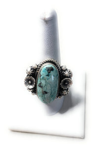 Old Pawn Navajo Sterling Silver & Turquoise Ring Size 10