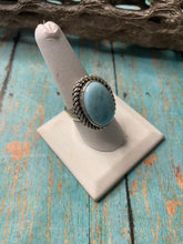 Load image into Gallery viewer, Old Pawn Navajo Sterling Silver &amp; Light Blue Larimer Ring Size 8.5