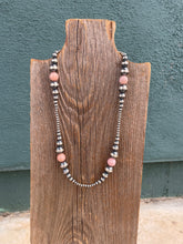Load image into Gallery viewer, Navajo Rhodonite And Sterling Silver Beaded Necklace 18inch