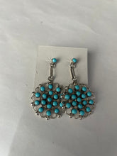 Load image into Gallery viewer, Zuni Turquoise Sterling Silver Dangle Earrings