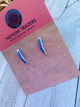 Load image into Gallery viewer, Navajo Blue Opal &amp; Sterling Silver Inlay Earrings