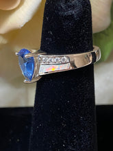 Load image into Gallery viewer, Old Pawn Sapphire, Cubic Zirconia, white Opal Sterling silver Ring Size 7.5
