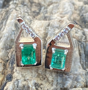 Colombian Emerald Earrings in Sterling Silver