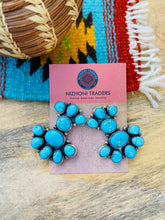 Load image into Gallery viewer, Navajo Sterling Silver &amp; Kingman Turquoise Cluster Earrings