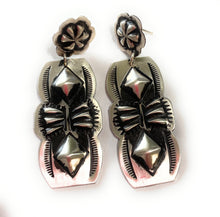 Load image into Gallery viewer, Navajo Sterling Silver Concho Dangle Earrings By Leander Tahe