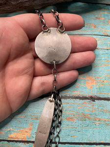 Navajo Liberty Sterling Silver & White Buffalo Drop Necklace