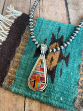 Load image into Gallery viewer, Navajo Multi Stone Inlay &amp; Sterling Silver Pendant Signed