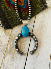 Load image into Gallery viewer, Navajo Sterling Silver &amp; Turquoise Naja Pendant By Chimney Butte