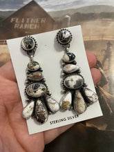 Load image into Gallery viewer, Navajo White Buffalo Cluster Dangle Earrings By Sheila Becenti