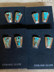 Turquoise 8 & Sterling Silver Petite Stud Earrings