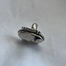 Load image into Gallery viewer, Navajo White Buffalo &amp; Sterling Silver Ring Size 7