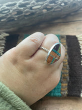 Load image into Gallery viewer, Navajo Sterling Silver &amp; Multi Stone Inlay Ring Size 7.5
