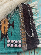 Load image into Gallery viewer, Navajo Queen Pink Conch Shell And Sterling Silver Bar Necklace Signed J Begay