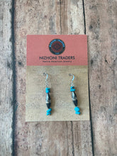 Load image into Gallery viewer, Navajo Sterling Silver Diamond Cut Turquoise  Beaded Earrings