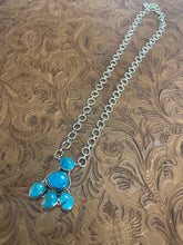 Load image into Gallery viewer, Handmade Sterling Silver &amp; Turquoise Cluster Necklace Signed Nizhoni