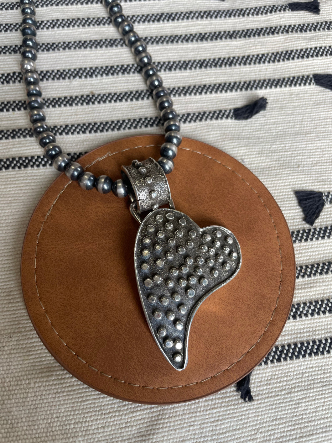 Navajo Sterling Silver Heart Pendant Signed