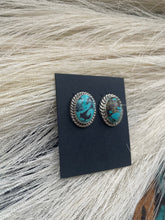 Load image into Gallery viewer, Navajo Sterling Silver &amp; Turquoise Stud Earrings Signed M Silversmith