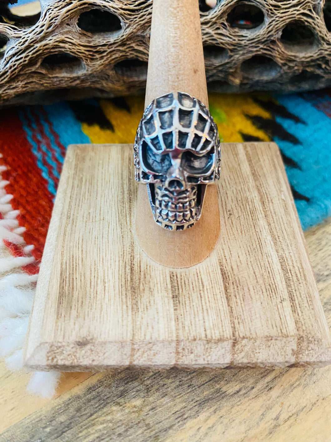 Handmade Sterling Silver Skull Ring Size 8.25