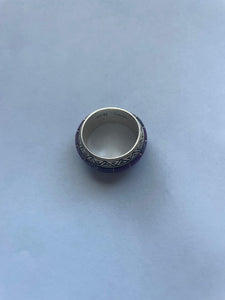 Navajo Sterling Silver & Purple Opal Inlay Ring Band Size 9
