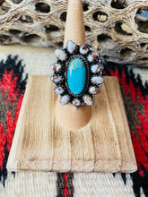 Load image into Gallery viewer, Handmade Sterling Silver, Wild Horse &amp; Turquoise Cluster Adjustable Ring