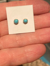 Load image into Gallery viewer, Navajo Sterling Silver And Turquoise Mini Stud Earrings 1/8”