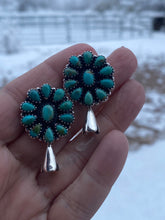Load image into Gallery viewer, Handmade Sterling Silver &amp; Turquoise Squash Blossom Earrings