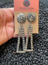 Load image into Gallery viewer, Navajo Sterling Silver Concho Dangle Earrings By Eugene Charley
