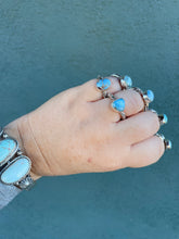 Load image into Gallery viewer, Navajo Golden Hills Turquoise and Sterling Silver Rings
