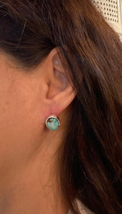 Turquoise & Sterling Silver Small Oval Stud Earrings
