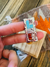 Load image into Gallery viewer, Navajo Sterling Silver &amp; Multi Stone Inlay Ring Size 7.75