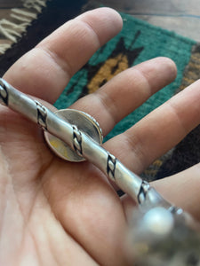 Navajo Golden Hills & Sterling Silver Cuff Bracelet Signed
