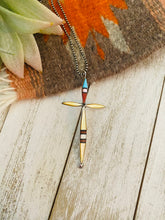 Load image into Gallery viewer, Zuni Multi Stone &amp; Sterling Silver Inlay Cross Pendant