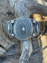 Load image into Gallery viewer, Navajo Sterling Silver Triple Concho Bracelet Cuff