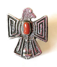 Load image into Gallery viewer, Navajo Sterling Silver &amp; Coral Thunderbird Ring