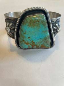 Navajo Royston Turquoise & Sterling Silver Cuff Bracelet Chimney Butte