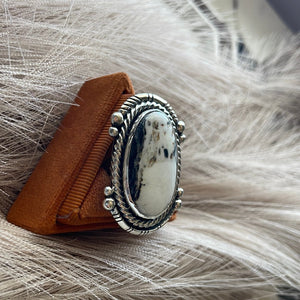 Navajo White Buffalo & Sterling Silver Ring Size 6.5