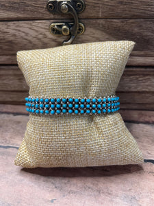 Navajo Turquoise And Sterling Silver Cuff Bracelet by S. Haloo