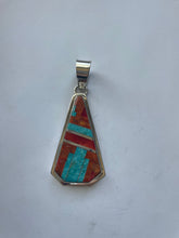 Load image into Gallery viewer, Domingo Sterling Silver &amp; Multi Stone Inlay Pendant Signed