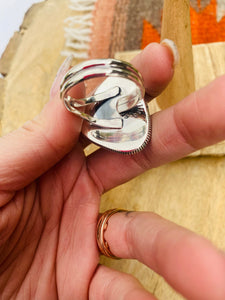 Navajo Golden Hills Turquoise & Sterling Silver Adjustable Ring by Wydell Billie