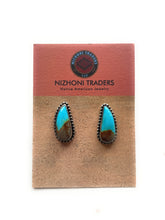 Load image into Gallery viewer, Navajo Royston Turquoise Sterling Silver Post Earrings By S Skeets