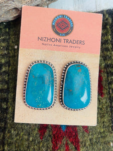 Navajo Sterling Silver & Royston Turquoise Stud Earrings
