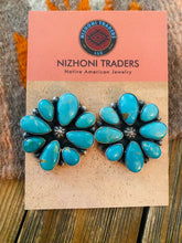 Load image into Gallery viewer, Navajo Sterling Silver &amp; Natural Turquoise Cluster Post Earrings