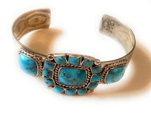 Load image into Gallery viewer, Navajo Old Pawn Vintage Turquoise &amp; Sterling Silver Cuff Bracelet