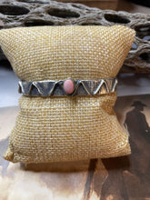 Load image into Gallery viewer, Navajo Pink Conch &amp; Sterling Silver Tufa Cast Cuff Bracelet Signed