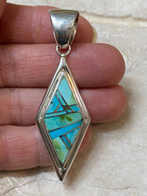 Load image into Gallery viewer, Turquoise &amp; Sterling Silver Diamond shape Pendant