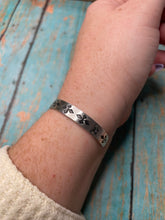 Load image into Gallery viewer, Navajo Hand Stamped Sterling Silver &amp; Turquoise Cuff Bracelet Signed B Shorty