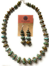 Load image into Gallery viewer, Navajo Sterling Silver Natural Number 8 Turquoise Beaded Necklace Earrings Set