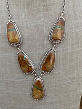 Load image into Gallery viewer, Navajo Ribbon Turquoise And Sterling Silver Necklace Set Signed