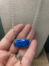 Load image into Gallery viewer, Navajo Sterling Silver &amp; Blue Opal Necklace Signed
