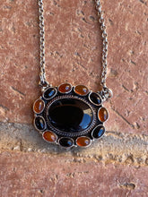Load image into Gallery viewer, Handmade Sterling Onyx and Garnet Necklace